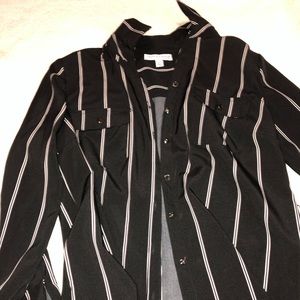 Notations Black and White stripe blouse
